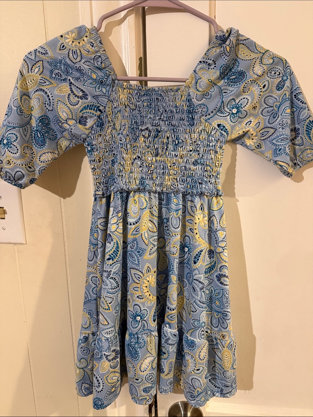 Blue Yellow Floral Smocked Sundress - Picture 2 of 2